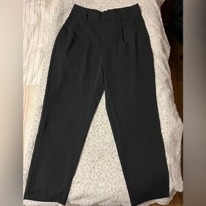 High Waisted Side Pocket Solid Work Tapered Pants
